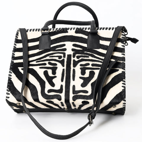 American Darling Western Tote Bag - Handcrafted Hair-On Cowhide & Braided Leather