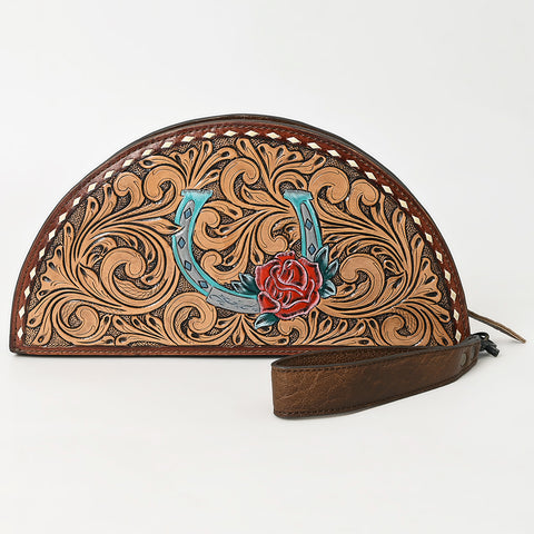 American Darling Hand-Tooled Leather Taco Handbag ï¿½ Western Floral Carved Genuine Leather Clutch