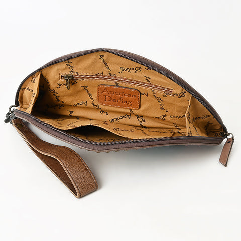 American Darling Western Leather Taco Bag with Embossed Rivets and Genuine Vegetable-Tanned Leather