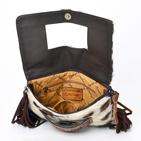American Darling Hand Tooled Leather Small Cross body Bag with Hair-On Cowhide