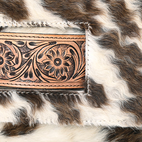 American Darling Hand Tooled Leather Small Cross body Bag with Hair-On Cowhide