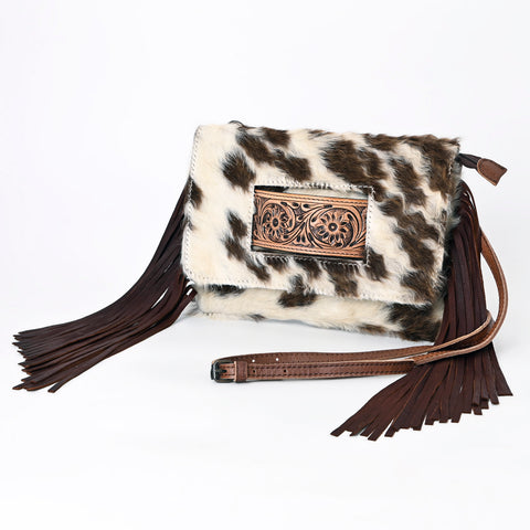 American Darling Hand Tooled Leather Small Cross body Bag with Hair-On Cowhide