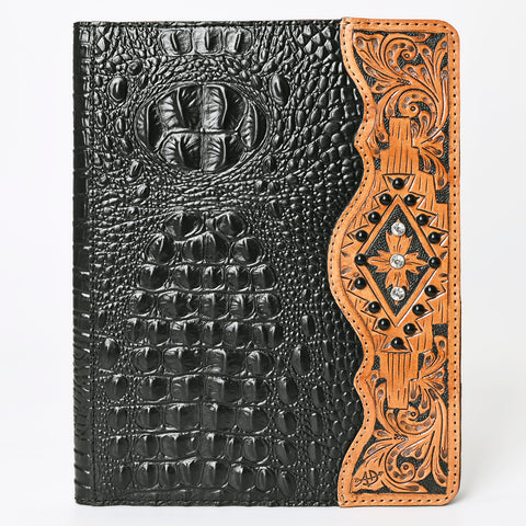 American Darling Crocodile Embossed Hand Tooled Leather Western Portfolio Bag