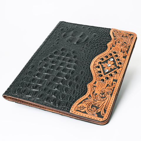 American Darling Crocodile Embossed Hand Tooled Leather Western Portfolio Bag