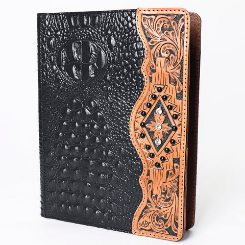 American Darling Crocodile Embossed Hand Tooled Leather Western Portfolio Bag