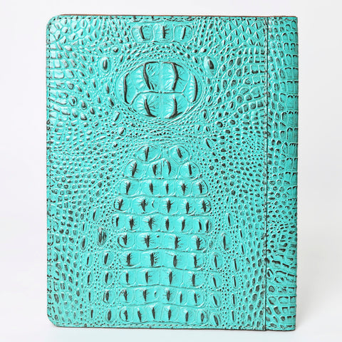 American Darling Crocodile Embossed Hand Tooled Leather Western Portfolio Bag