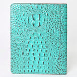 LC-ADBG1040 Crocodile Embossed Leather Portfolio with Hand Tooled Floral Accents-Eleanor Western Edition