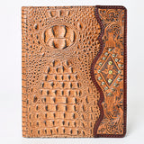 LC-ADBG1040 Crocodile Embossed Leather Portfolio with Hand Tooled Floral Accents-Eleanor Western Edition