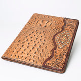 LC-ADBG1040 Crocodile Embossed Leather Portfolio with Hand Tooled Floral Accents-Eleanor Western Edition