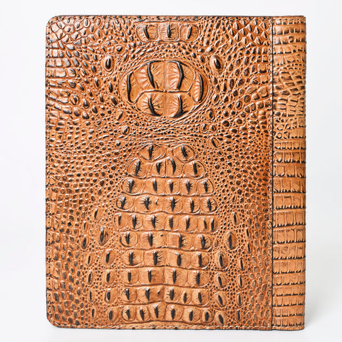 American Darling Crocodile Embossed Hand Tooled Leather Western Portfolio Bag