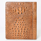 LC-ADBG1040 Crocodile Embossed Leather Portfolio with Hand Tooled Floral Accents-Eleanor Western Edition