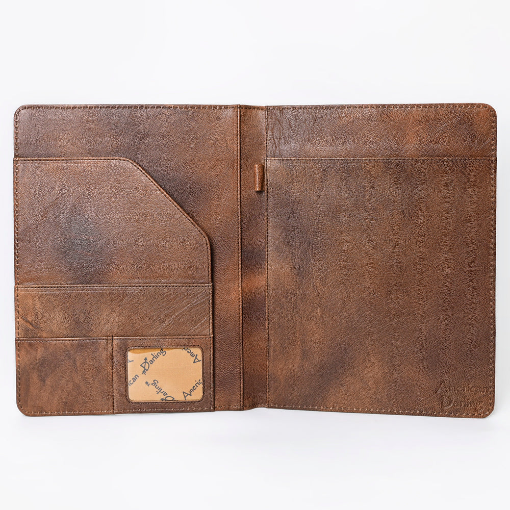 ADBG1040 Crocodile Embossed Leather Portfolio with Hand Tooled Floral Accents-Eleanor Western Edition