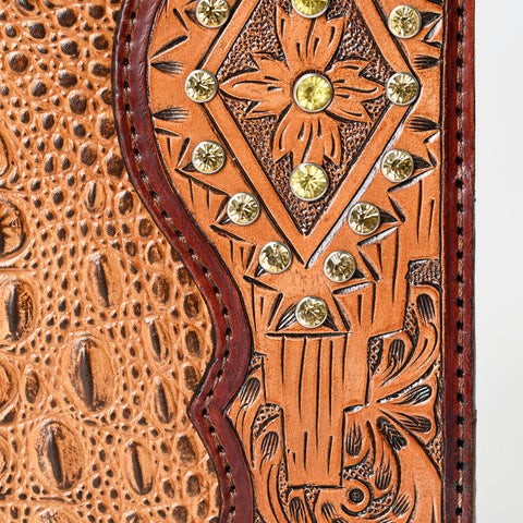 American Darling Crocodile Embossed Hand Tooled Leather Western Portfolio Bag