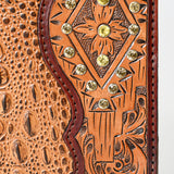 LC-ADBG1040 Crocodile Embossed Leather Portfolio with Hand Tooled Floral Accents-Eleanor Western Edition