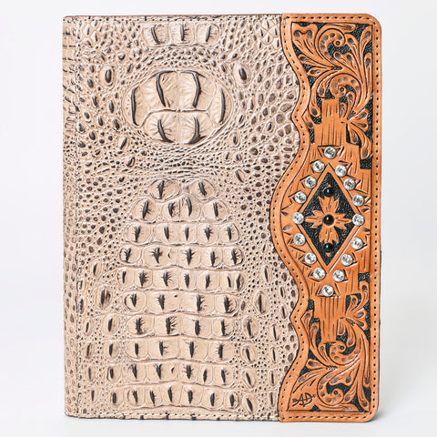 American Darling Crocodile Embossed Hand Tooled Leather Western Portfolio Bag