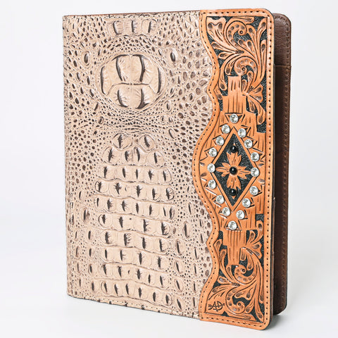 American Darling Crocodile Embossed Hand Tooled Leather Western Portfolio Bag