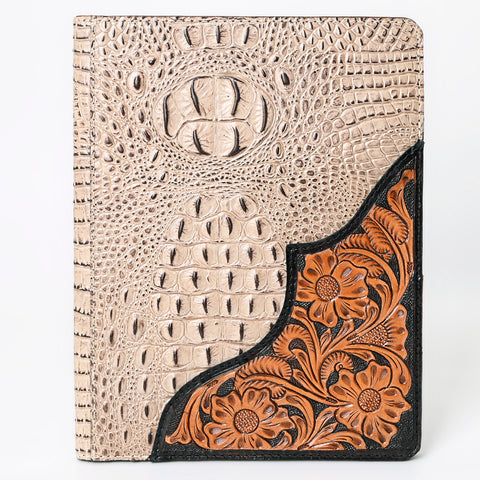 American Darling Crocodile Embossed Hand Tooled Leather Western Portfolio Bag