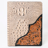 LC-ADBG1040 Crocodile Embossed Leather Portfolio with Hand Tooled Floral Accents-Eleanor Western Edition