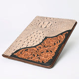 LC-ADBG1040 Crocodile Embossed Leather Portfolio with Hand Tooled Floral Accents-Eleanor Western Edition