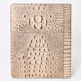 LC-ADBG1040 Crocodile Embossed Leather Portfolio with Hand Tooled Floral Accents-Eleanor Western Edition