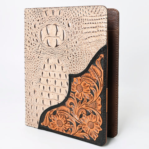 American Darling Crocodile Embossed Hand Tooled Leather Western Portfolio Bag