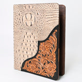 LC-ADBG1040 Crocodile Embossed Leather Portfolio with Hand Tooled Floral Accents-Eleanor Western Edition