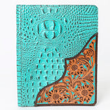 LC-ADBG1040 Crocodile Embossed Leather Portfolio with Hand Tooled Floral Accents-Eleanor Western Edition