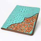LC-ADBG1040 Crocodile Embossed Leather Portfolio with Hand Tooled Floral Accents-Eleanor Western Edition