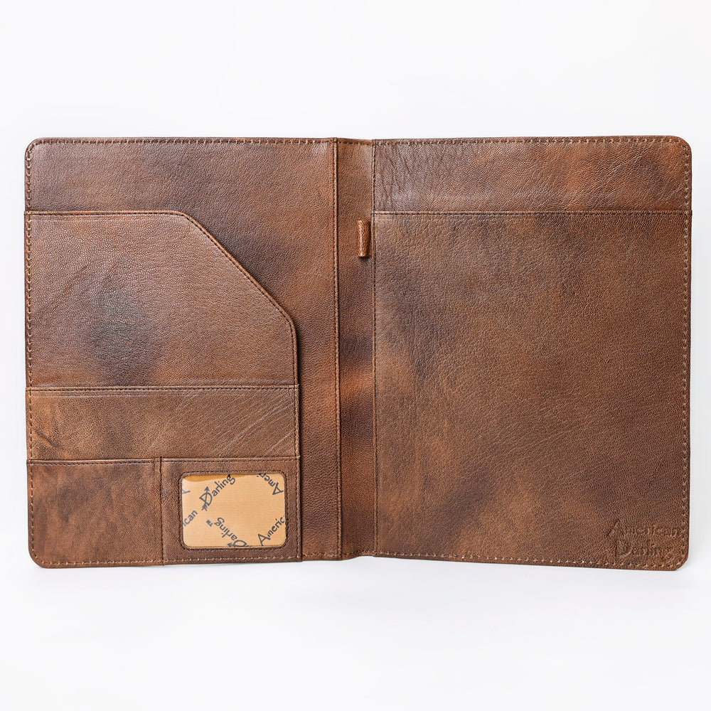 ADBG1040 Crocodile Embossed Leather Portfolio with Hand Tooled Floral Accents-Eleanor Western Edition