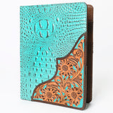 LC-ADBG1040 Crocodile Embossed Leather Portfolio with Hand Tooled Floral Accents-Eleanor Western Edition