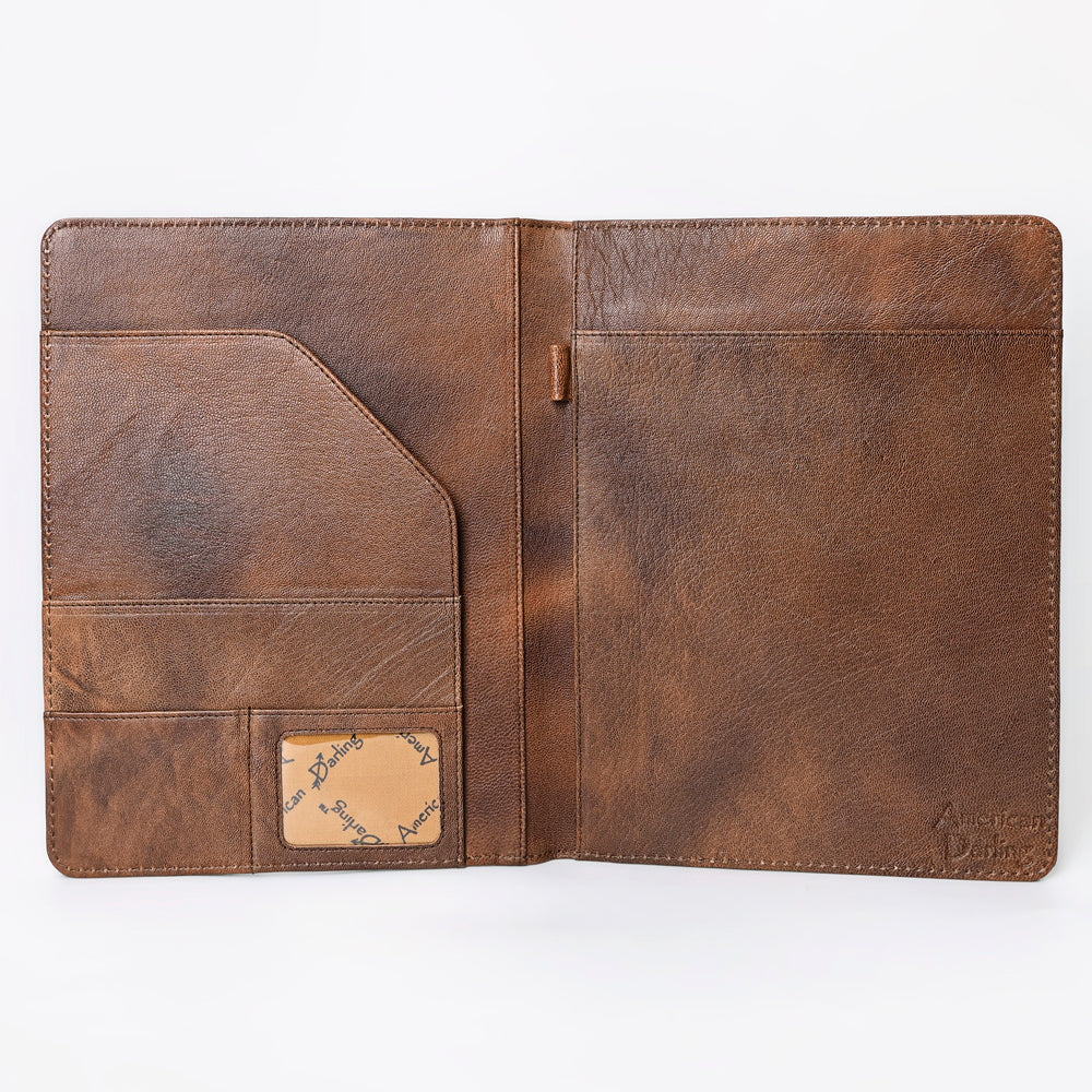 ADBG1040P Black Crocodile Embossed Leather Bible/Journal Cover-Hand-Tooled Floral Corner Patch