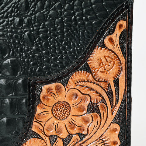 American Darling Crocodile Embossed Hand Tooled Leather Western Portfolio Bag