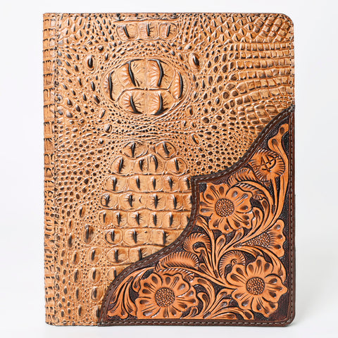 American Darling Crocodile Embossed Hand Tooled Leather Western Portfolio Bag