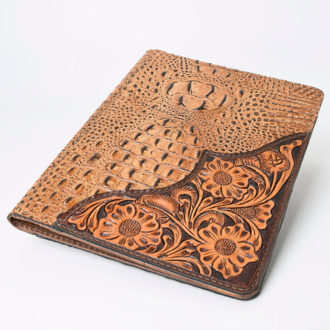 American Darling Crocodile Embossed Hand Tooled Leather Western Portfolio Bag