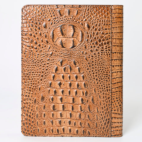 American Darling Crocodile Embossed Hand Tooled Leather Western Portfolio Bag