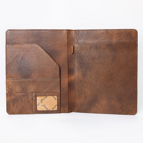 American Darling Crocodile Embossed Hand Tooled Leather Western Portfolio Bag