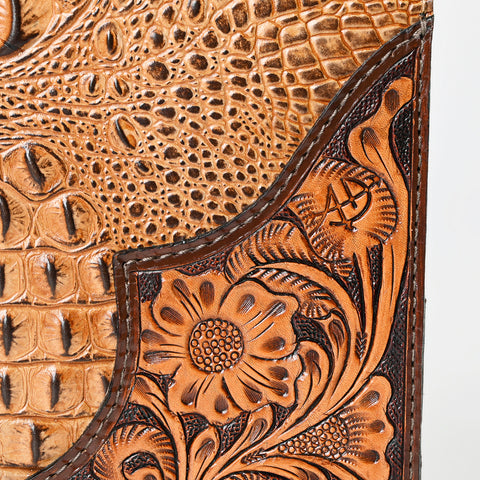 American Darling Crocodile Embossed Hand Tooled Leather Western Portfolio Bag