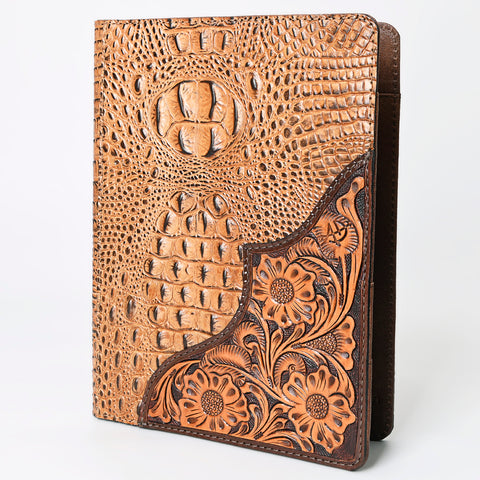 American Darling Crocodile Embossed Hand Tooled Leather Western Portfolio Bag