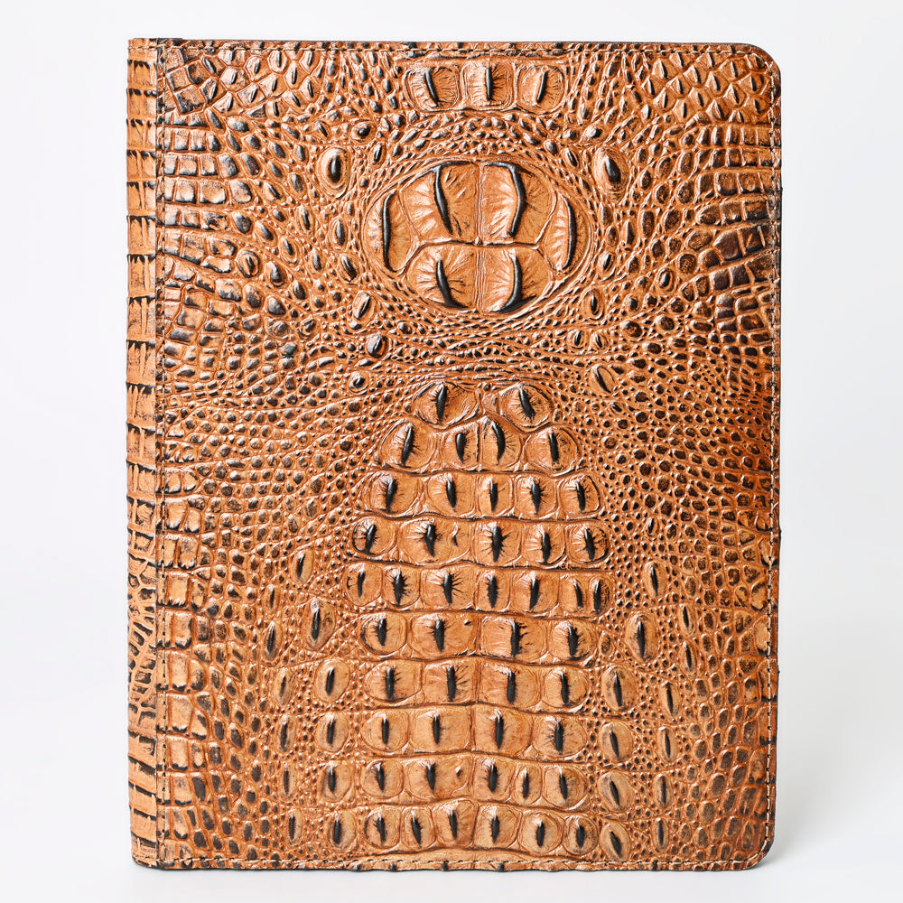 ADBG1040 Crocodile Embossed Leather Portfolio-Annie Western Cowhide Folio by American Darling
