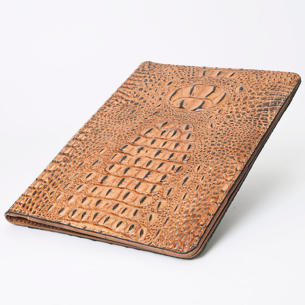 ADBG1040 Crocodile Embossed Leather Portfolio-Annie Western Cowhide Folio by American Darling
