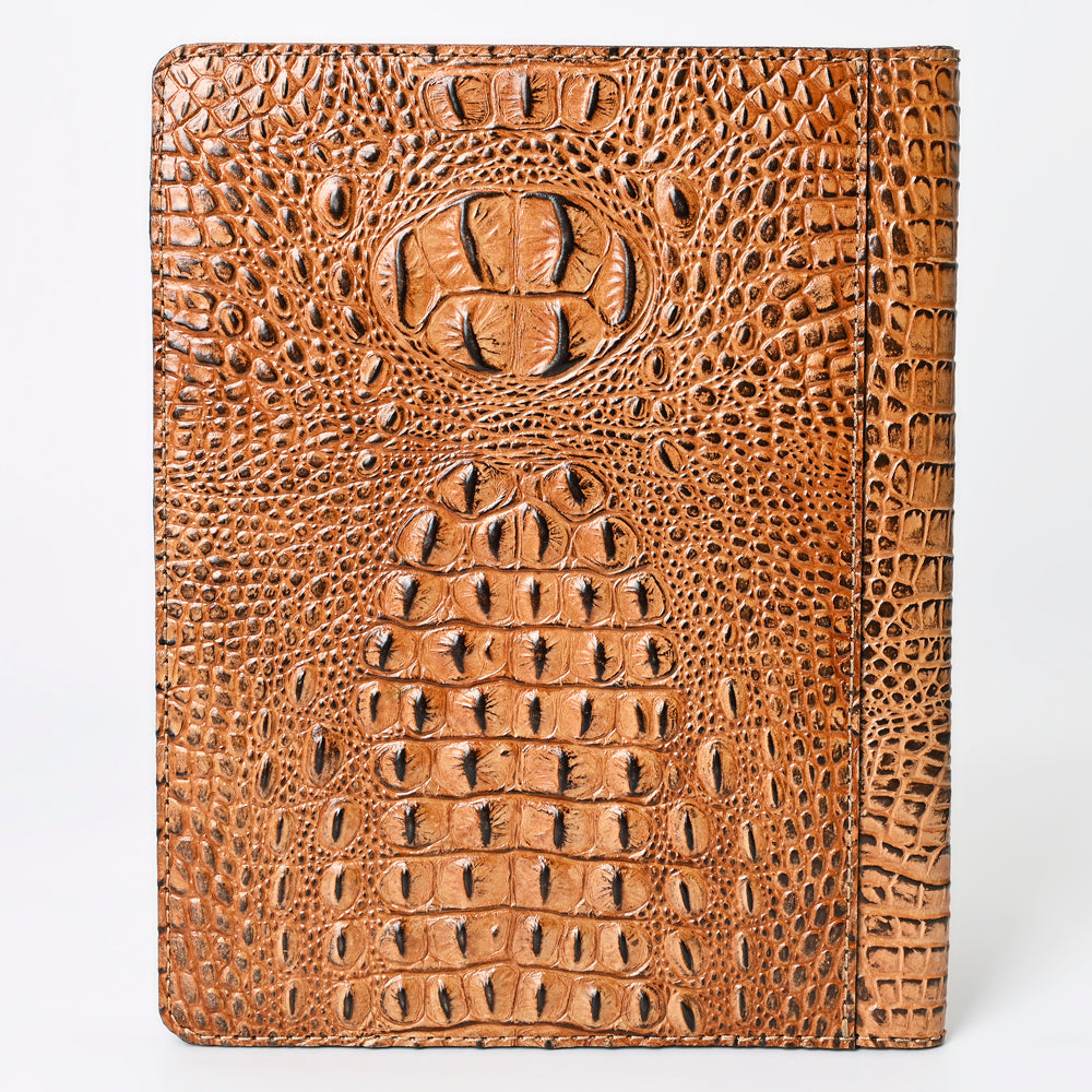 ADBG1040 Crocodile Embossed Leather Portfolio-Annie Western Cowhide Folio by American Darling