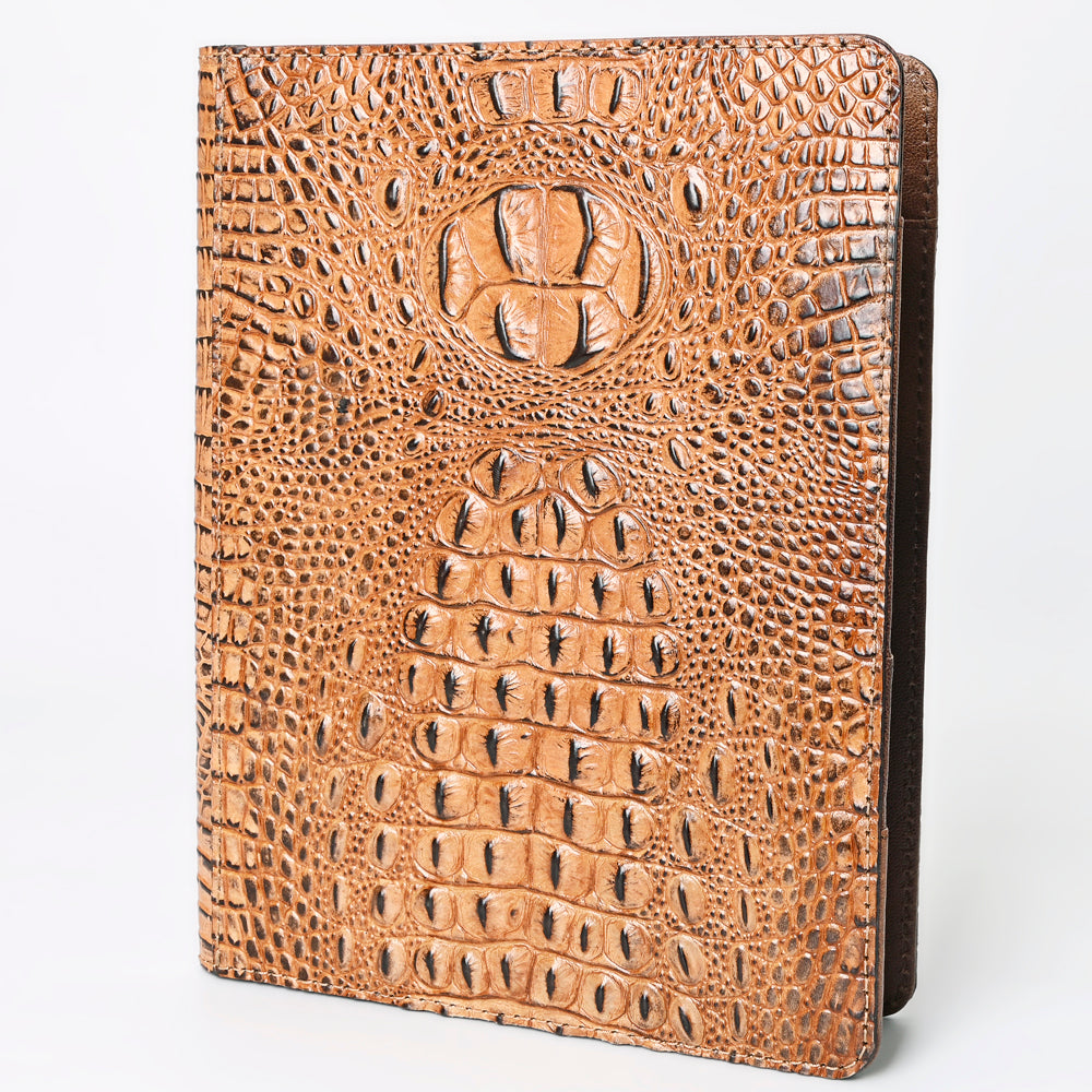 ADBG1040 Crocodile Embossed Leather Portfolio-Annie Western Cowhide Folio by American Darling