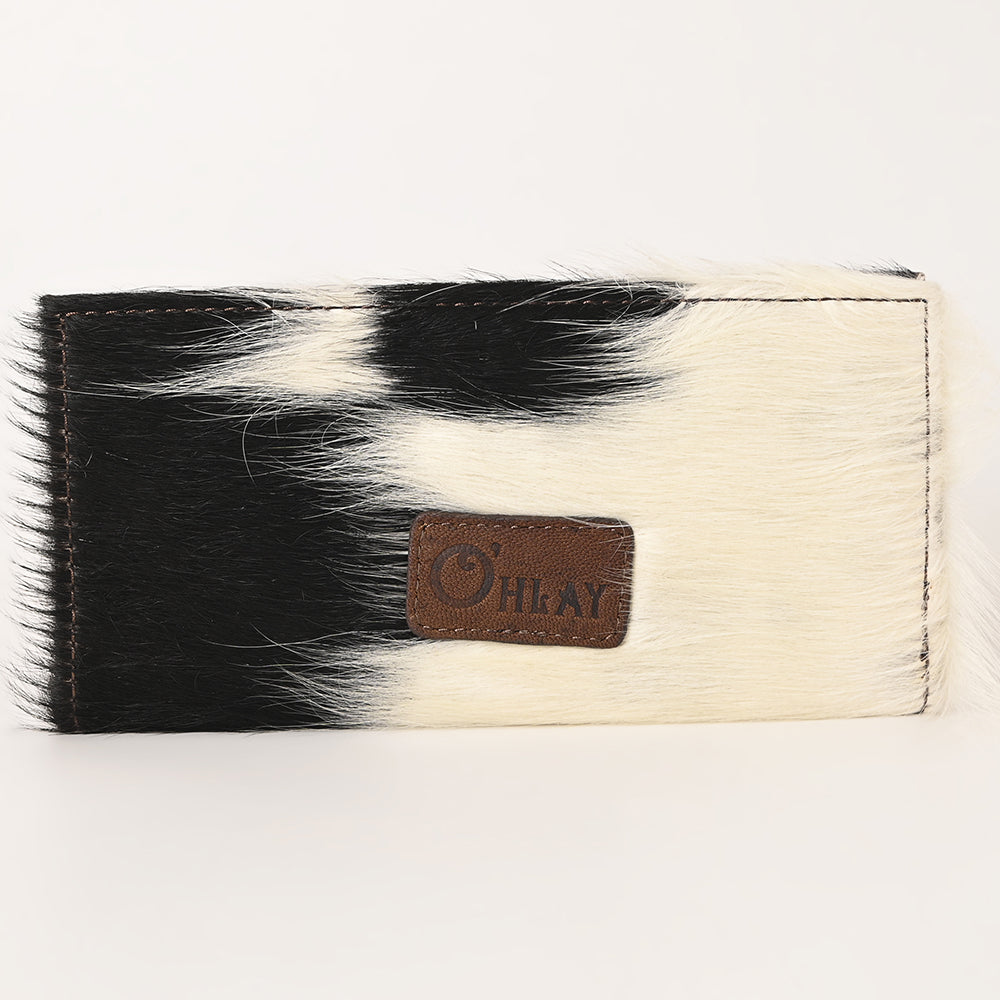 KBG139 WALLET Hand Tooled Saddle Leather with Cowhide Leather and Upcycled Canvas Ladies Ba