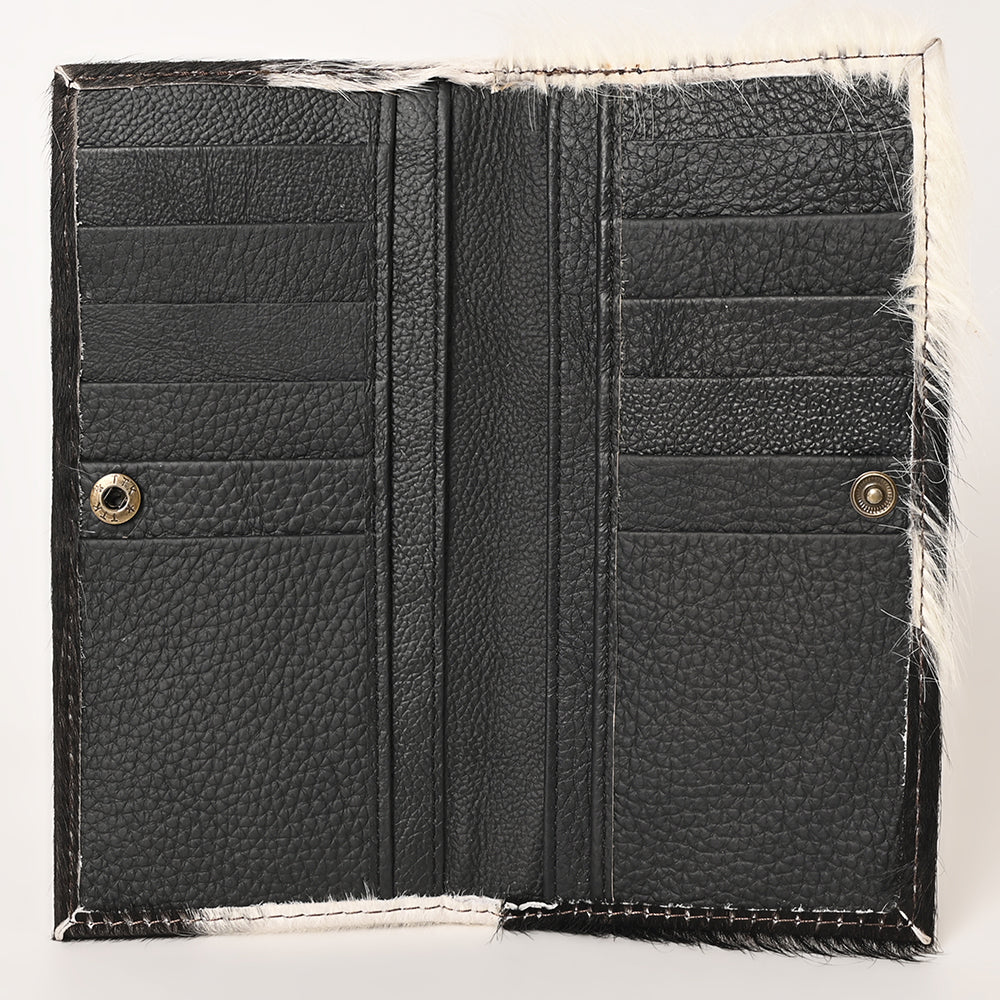 KBG139 WALLET Hand Tooled Saddle Leather with Cowhide Leather and Upcycled Canvas Ladies Ba