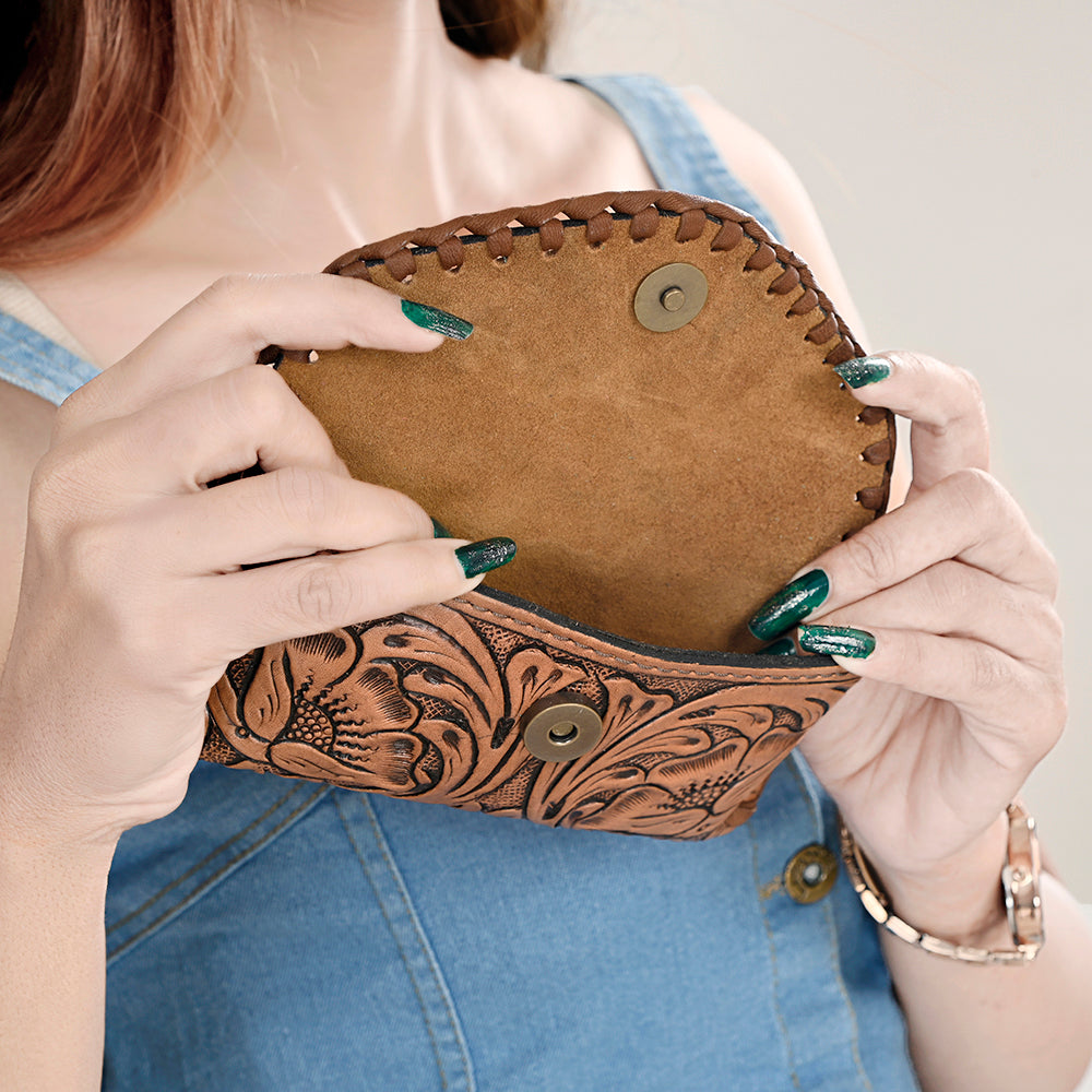 American Darling Hand Tooled Genuine Leather Western Sunglass Case