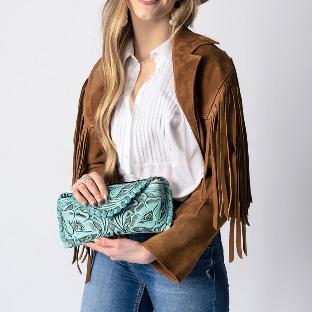 American Darling Hand Tooled Genuine Leather Western Sunglass Case