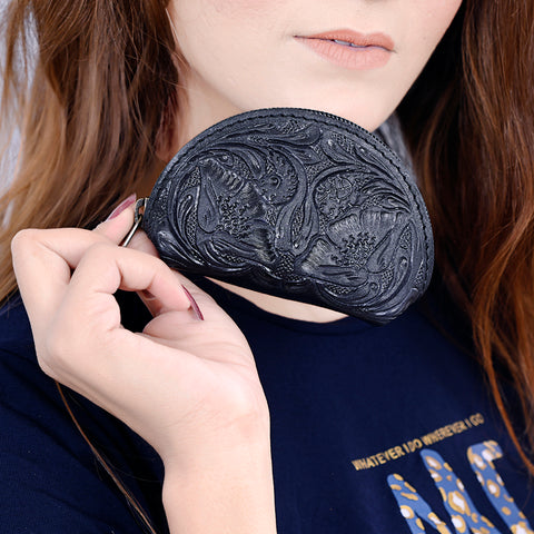 American Darling Hand Tooled Genuine Leather Western Sunglass Case