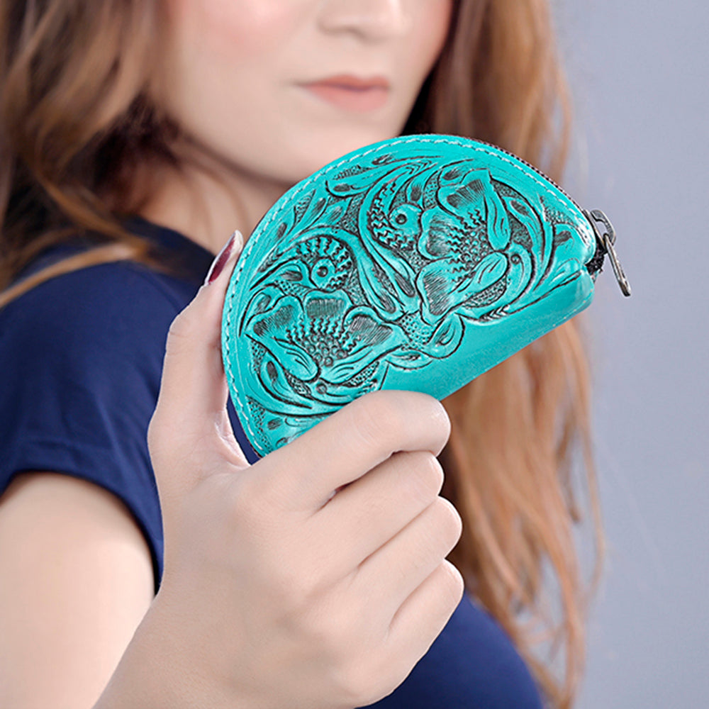 American Darling Artisan Embossed Leather Sunglass Case Featuring Floral Design