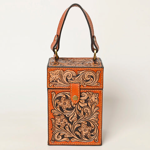 American Darling Hand Tooled Leather Floral Carved Western Jewelry case