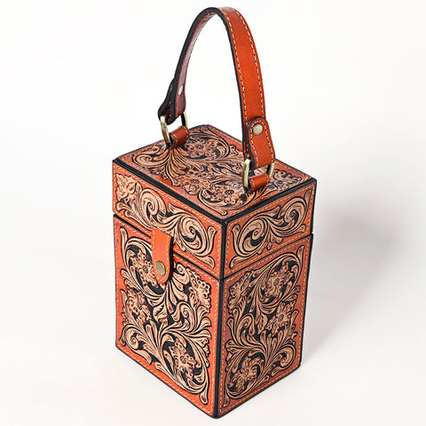 American Darling Hand Tooled Floral Carved Leather Jewelry Case Western Box
